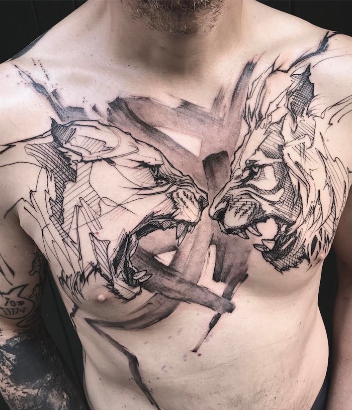 Brust tattoo mann bilder Brust Tattoo
