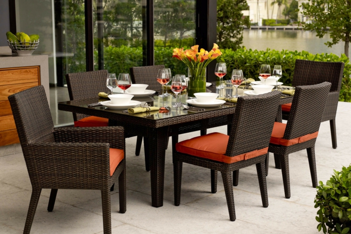 terrassen deko, finden sie die besten ideen großes esstisch mit sechs sitzplätze familienabend im garten