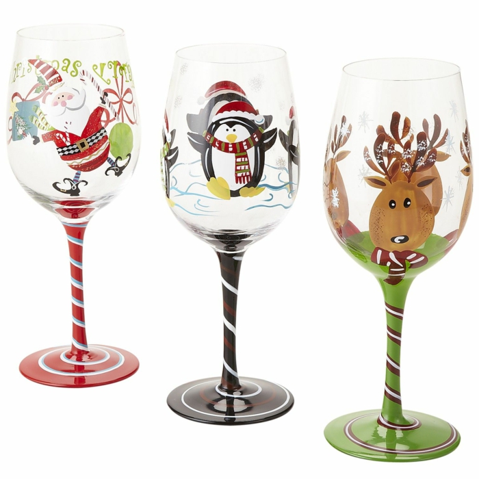 winterlichen Dekorationen auf Glas, Glasmalstifte, lustige Bilder zu Weihnachten