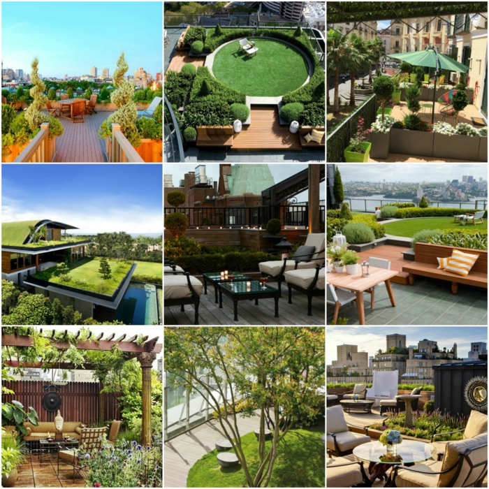terrassen ideen neun schöne bilder auf einmal im zentrum sitzecke mit bequemen sessel grüne bepflanzung