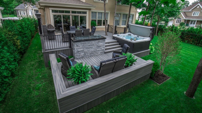 deko terrasse ideen zum verwrklichen, grau und grün kontraste im garten effektvoll