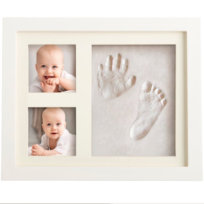 Handabdruck und Fußabdruck, zwei Bilder von Baby, schöne Deko für Babyzimmer 