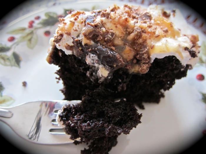 ein leckeres Stück Torte mit viel Schokolade, Toffifee Krümmel, Toffifee Kuchen