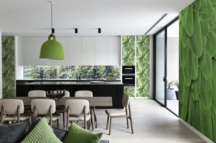 Bringen Sie die Natur in die Küche mit diesem grünen Wandtattoo Küche
