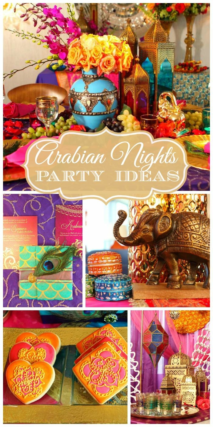 indische party deko, bunte farben, kekse, muffins. elefant als glücksbringer und dekorationsfigur