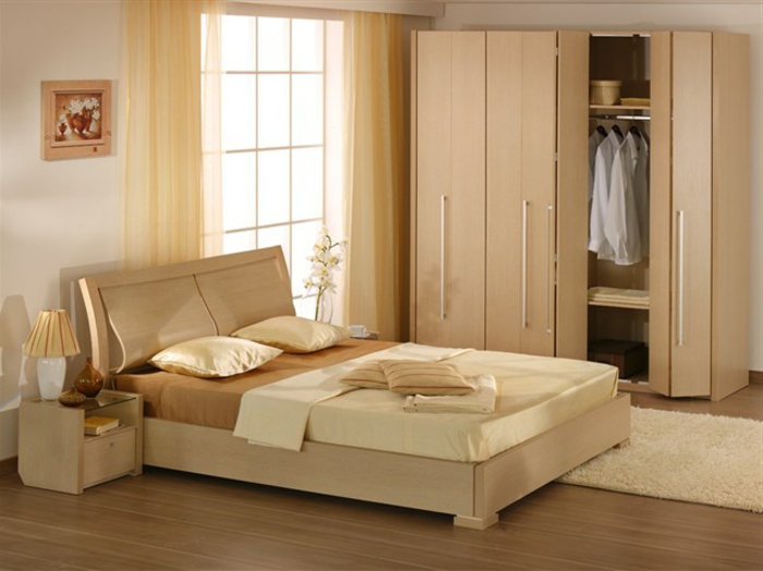 helles zimmerdesign, farben für schlafzimmer weiß, rosa, beige, elegante einrichtung, großer kleiderschrank
