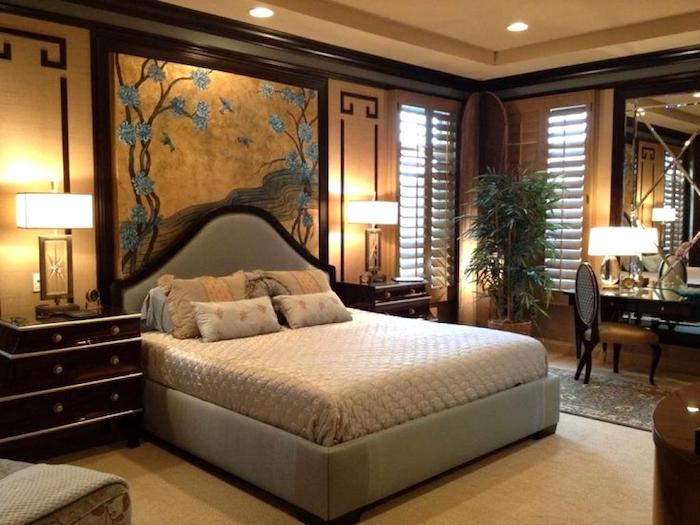 bett deko in orientalischem stil, style asiatisch, lampen, dezente beleuchtung, schlafkomfort