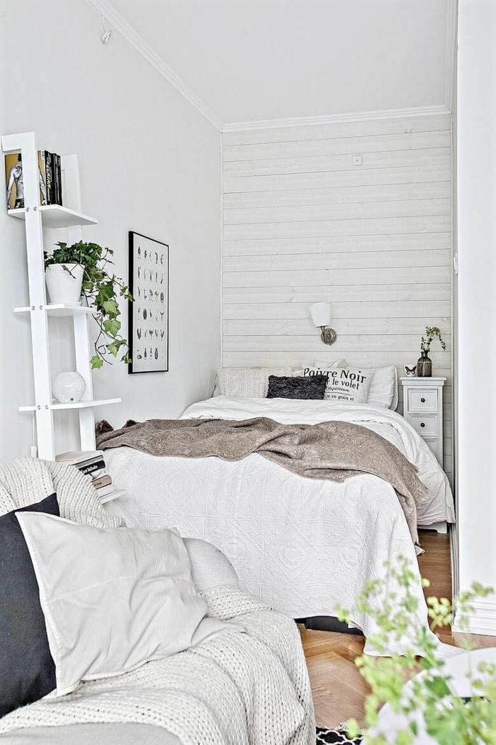 ein skandinavischer Stil von kleinem Schlafzimmer, kleines Schlafzimmer einrichten