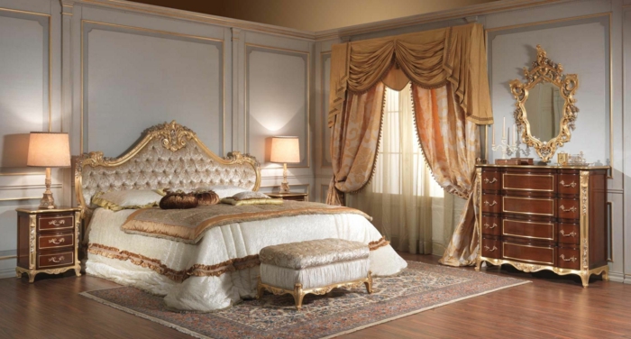 schlafzimmer bild über bett, spiegel über dem schrank, königliches design, luxuszimmer