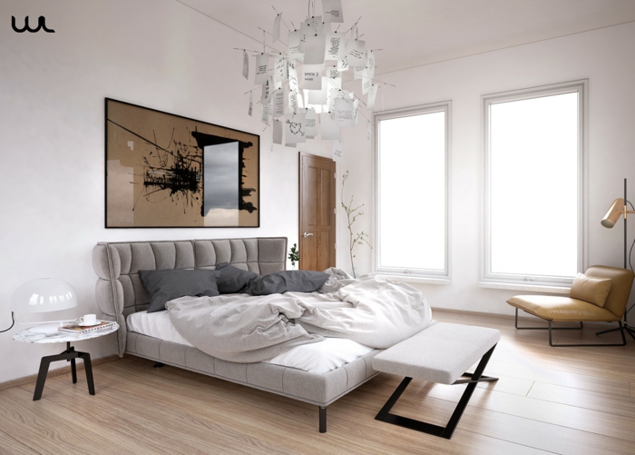 spiegel im schlafzimmer, wanddeko ideen zum nachmachen, schlichtes zimmerdesign mit eleganten farben und möbeln