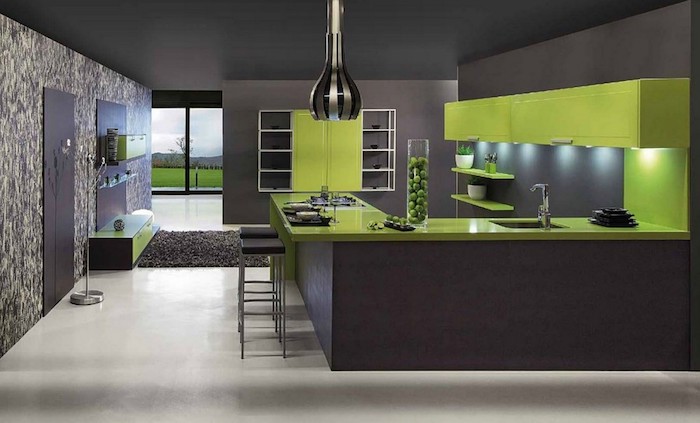 was passt zu grau, hier ist ein beispiel, wie gut sich grau und grün ergänzen idee küchengestaltung, küche einrichten