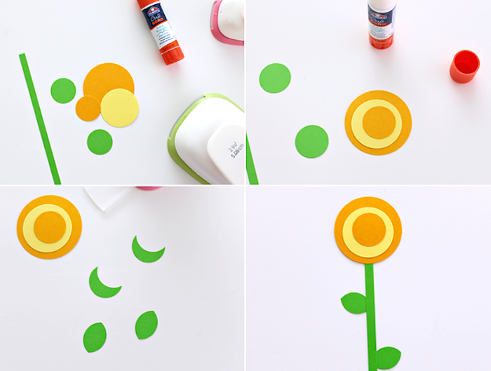 Blumen aus Papier basteln, DIY Idee für Kinder, Anleitung in vier Schritten