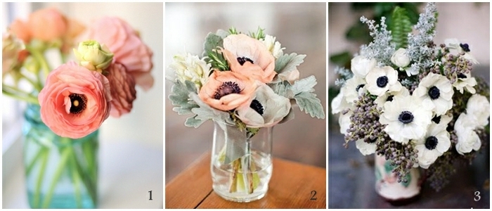 blumengestecke selber machen, drei einfache und schöne ideen mit gartenblumen, weiß, rosa oder gemischt