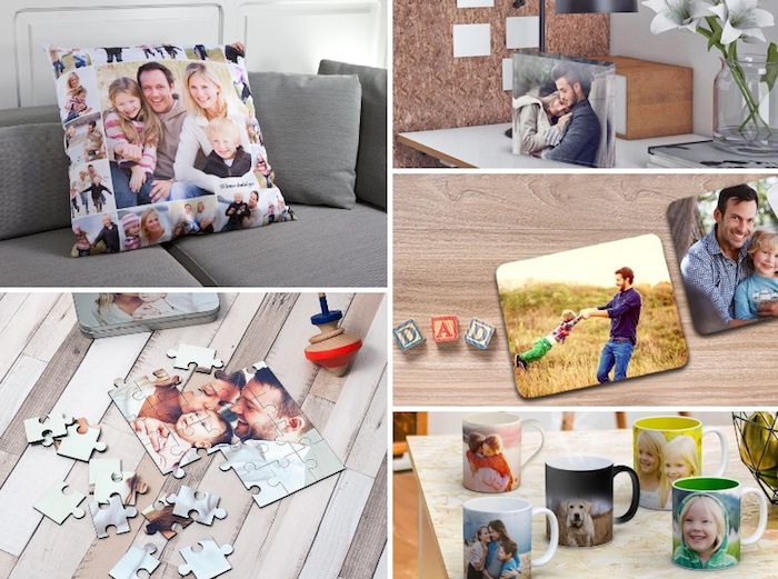 fotos drucken, personalisierte geschenke mit familienfotos, kissen, tassen, puzzle, unterlagen