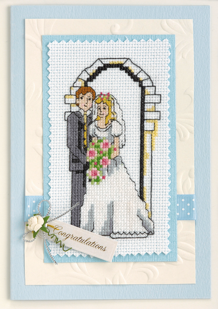 Kreative Idee für selbstgemachte Hochzeitskarte, Fadenbild selbst gestalten