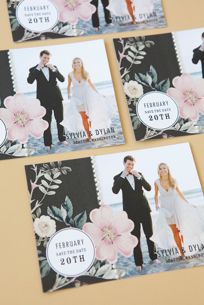 hochzeitskarten selbst basteln, selbstgebastelte einladungskarten mit foto, braut und bräutigam