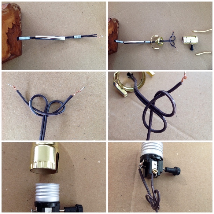 mechanismus installieren, kabel, schleife, holzbalken lampe, diy ideen, stehlampe
