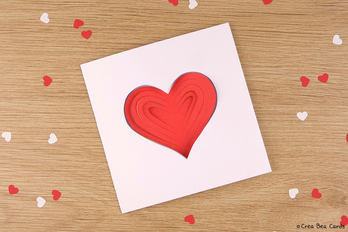 Idee für selbstgemachte Hochzeits- oder Valentinskarte, mit großem Herzen