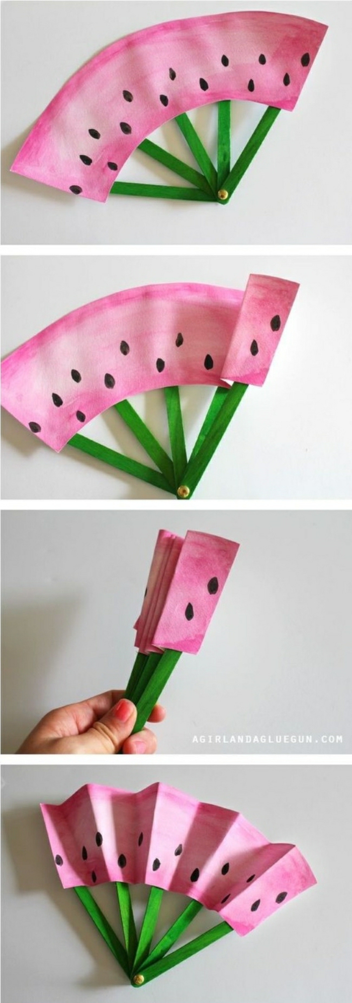 basteln mit kindern sommer ideen zum nachmachen, eine erfrischung in form von wassermelone, basteln mit papier
