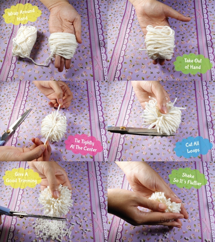 das erste Teil der Anleitung, wie Sie Pompons Deko selber machen, der fertige Pompon