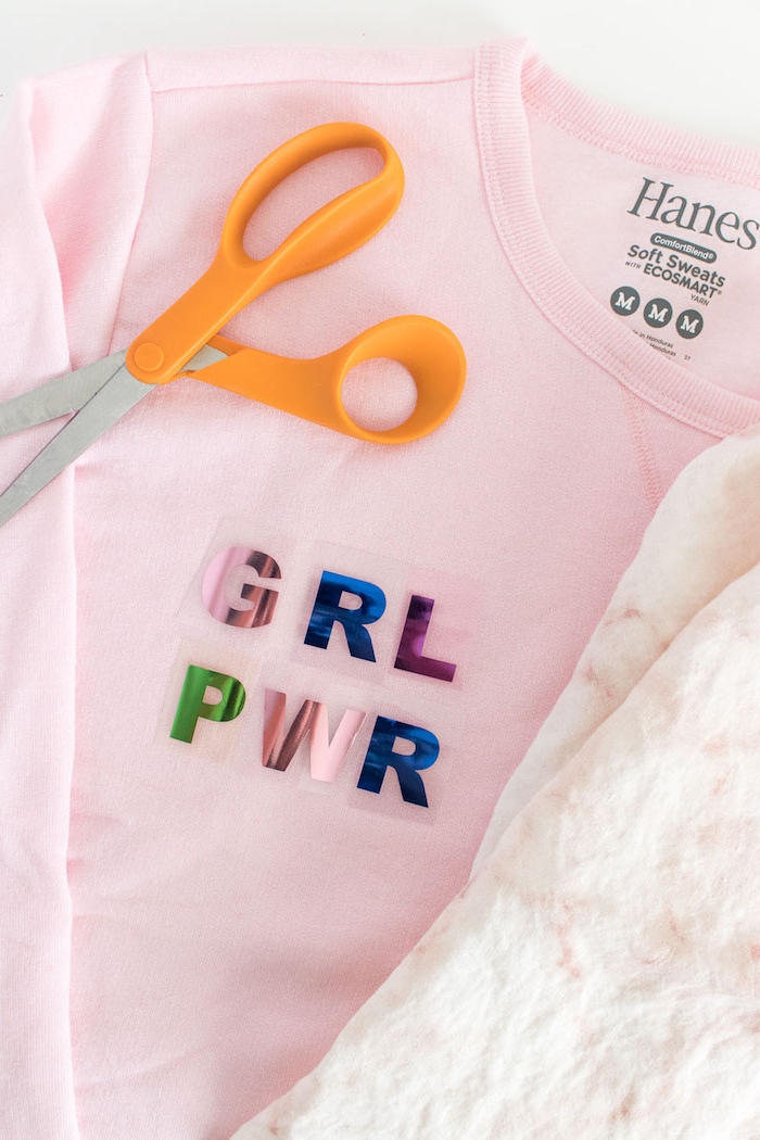 Sweatshirt selbst bedrucken, Sticker GRL PWR, Geschenk für beste Freundin selber machen