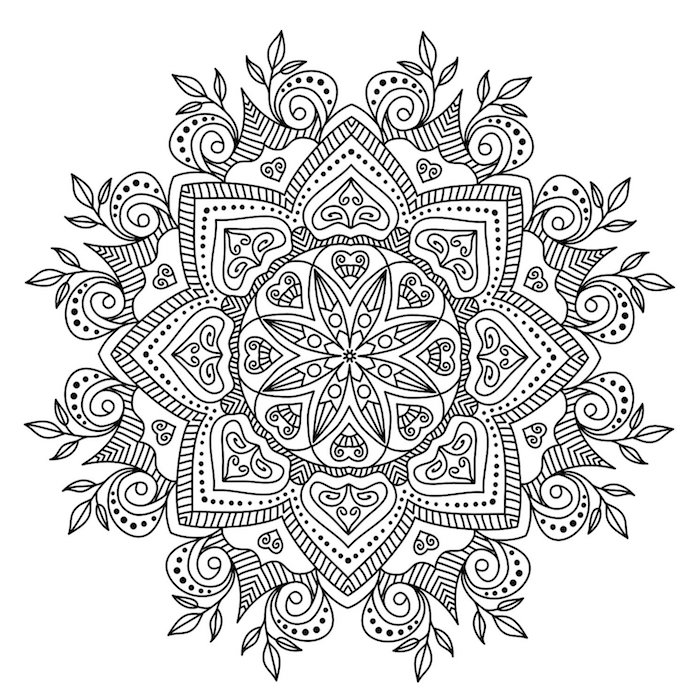 schwarze linien, mandalas ausmalen, symmetrische florale motive, mandala muster, mandala bilder 