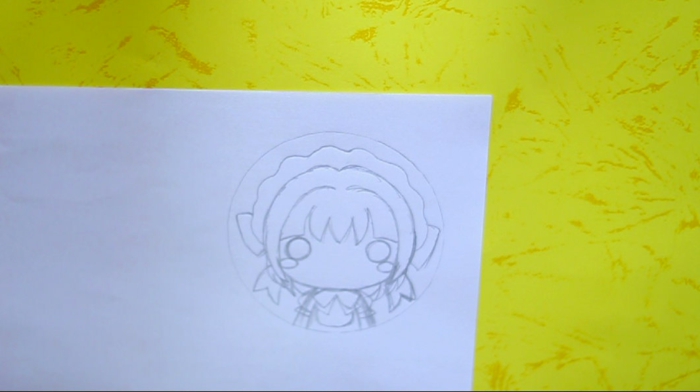 zeichnen Sie ein Anime Mädchen Kopf, Schritt Eins von der Anleitung für Schlüsselanhänger basteln