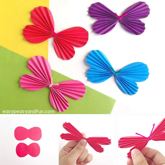 Schmetterlinge aus buntem Papier selber machen, DIY Anleitung für Kinder