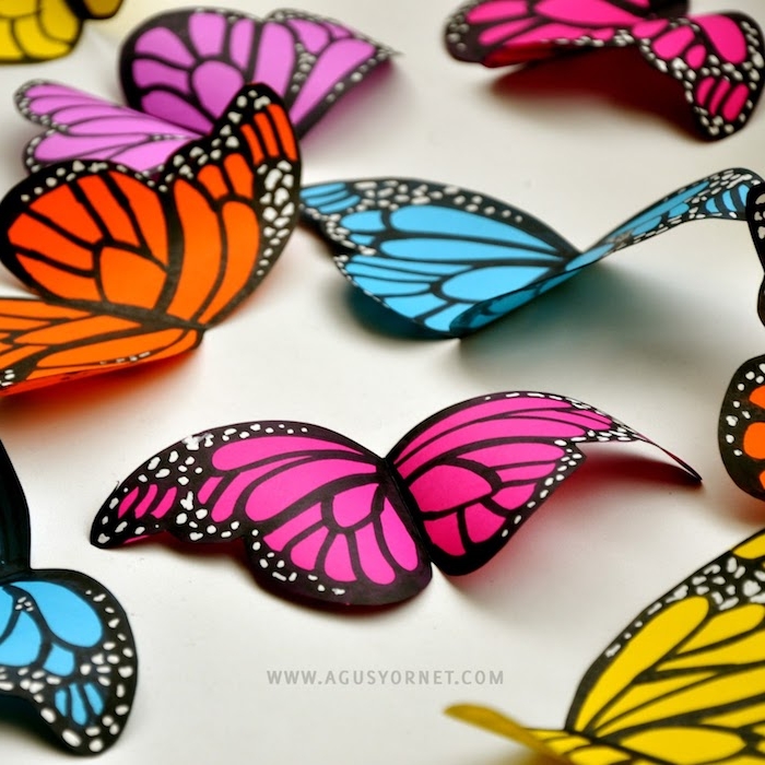 Bunte Schmetterlinge aus Papier selber machen, schöne Deko für Zuhause, Schmetterling basteln