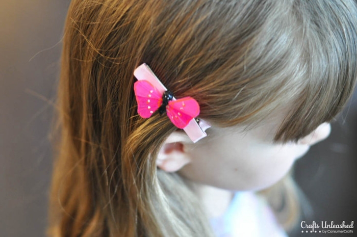 Haarklammer mit Schmetterling, selbstgemachter Haarschmuck für Kinder