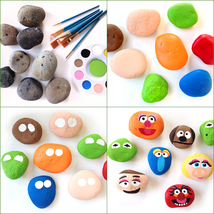Muppets Steine selbst gestalten, DIY Anleitung in vier Schritten, schöne DIY Idee für Kinder