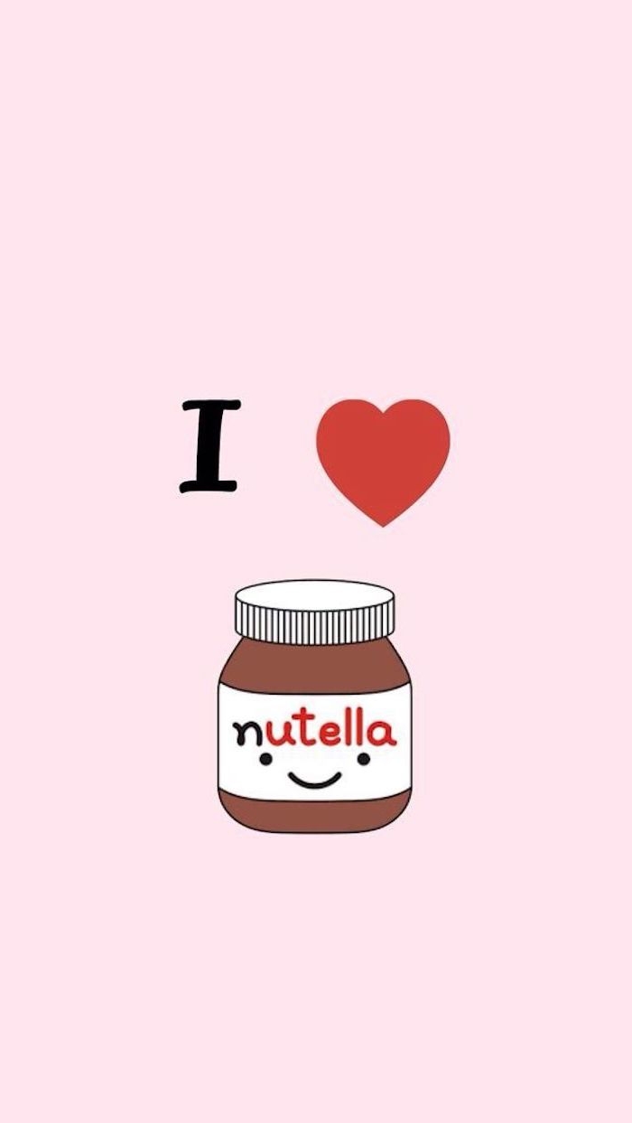 Süßes Kawaii Bild zum Nachzeichnen, Nutella mit Augen und Mund, I love Nutella