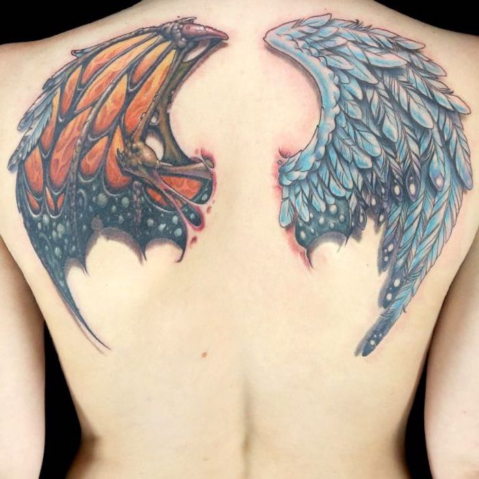 Tattoo rücken engelsflügel