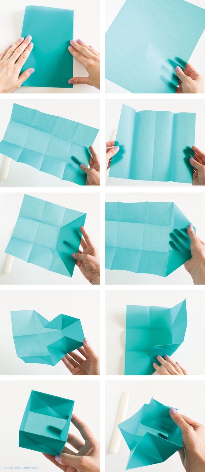origami schachtel basteln mit papier, kleines geschenkbox, anleitung in bildern