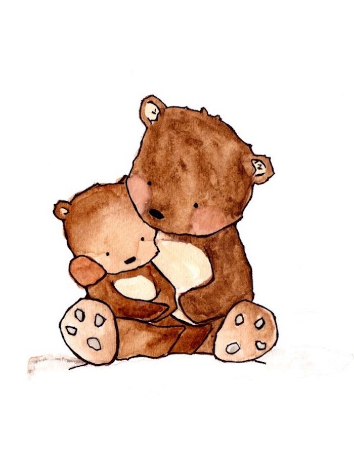 Mutter und Baby Bären, Tiere selber malen, schönes Bild zum Nachzeichnen