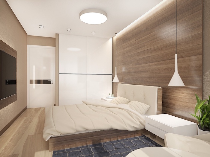 wohnideen schlafzimmer für kleine räume, einrichtung aus naturmaterialien, möbel set in braun und weiß