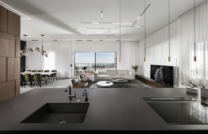 ein blick von der küche, moderne wohnzimmer selber einrichten, stilvolle ideen zum nachmachen