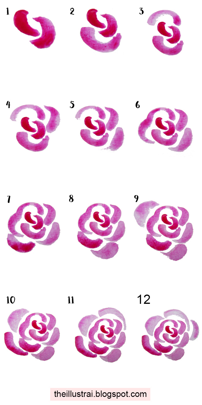 Wie zeichnet man eine Rosenblüte mit Aquarellfarben, ausführliche Anleitung in zwölf Schritten