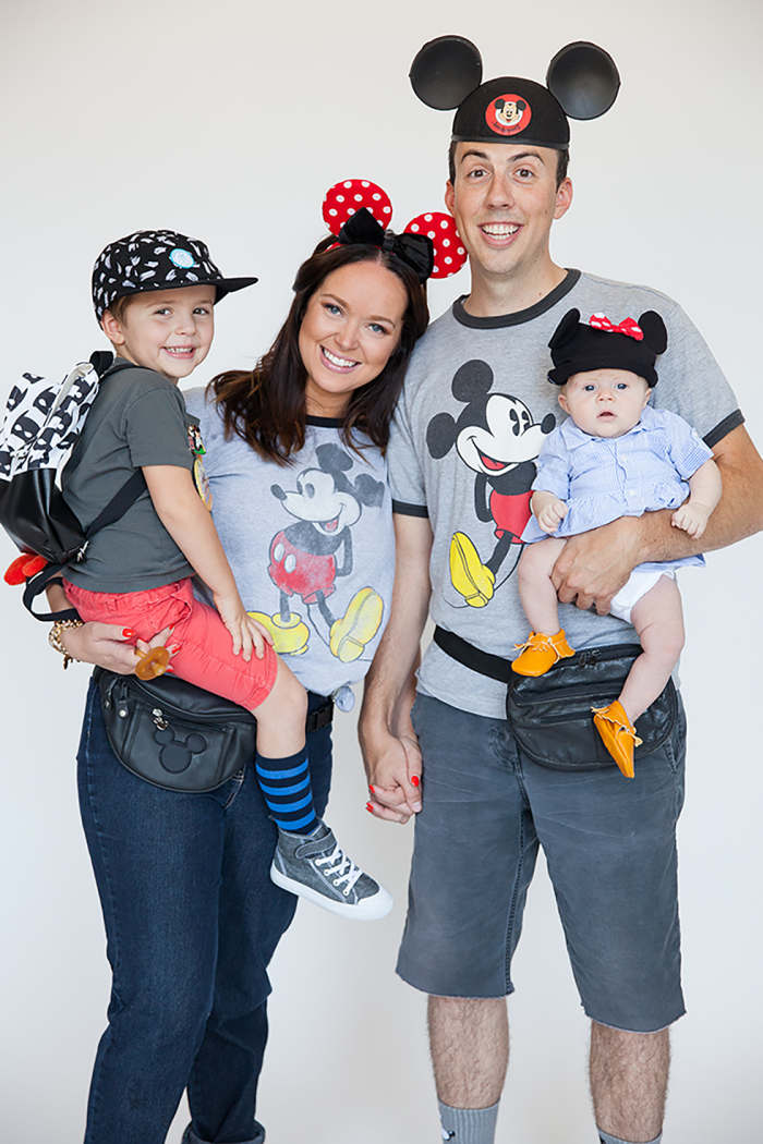 einfache halloween kostüme für familien, micky und minnie mouse, hüte mit ohren