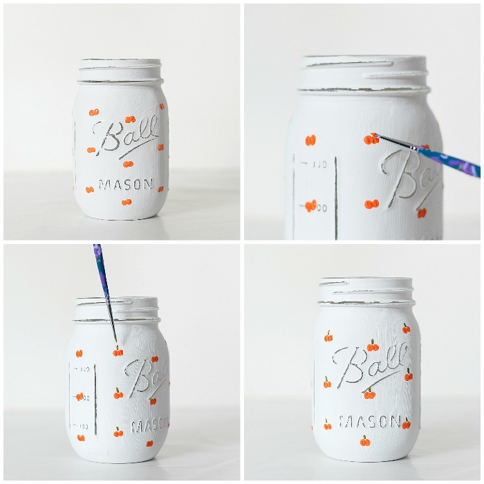 upcycling einmachgläser, halloween deko ideen, diy vase tutorial, wieße farbe