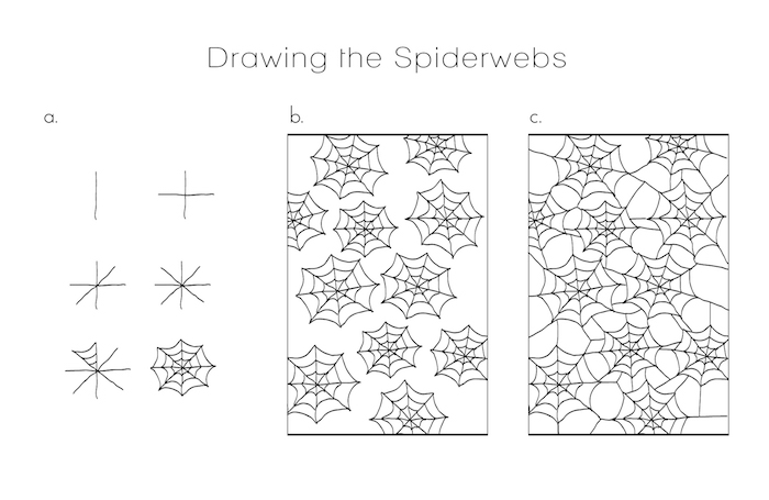 halloween deko selber machen, spinnennetz zeichnen, einfaches template, vorlage