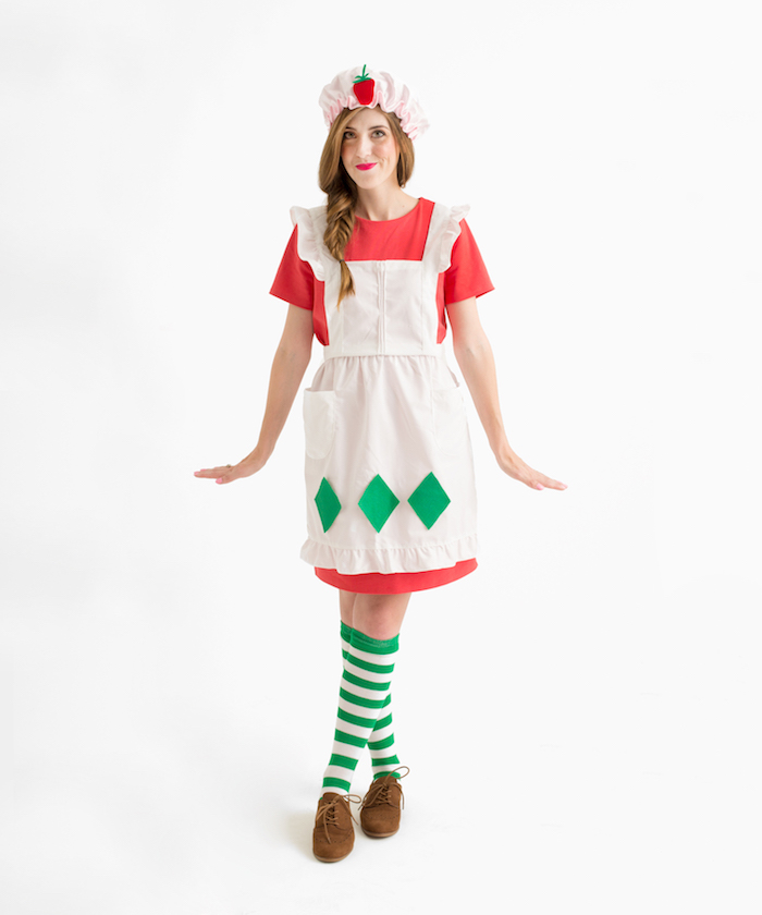 Lustigen und einfachen Last Minute Halloween Kostüm für Frauen selber nähen, Hausfrau Kostüm