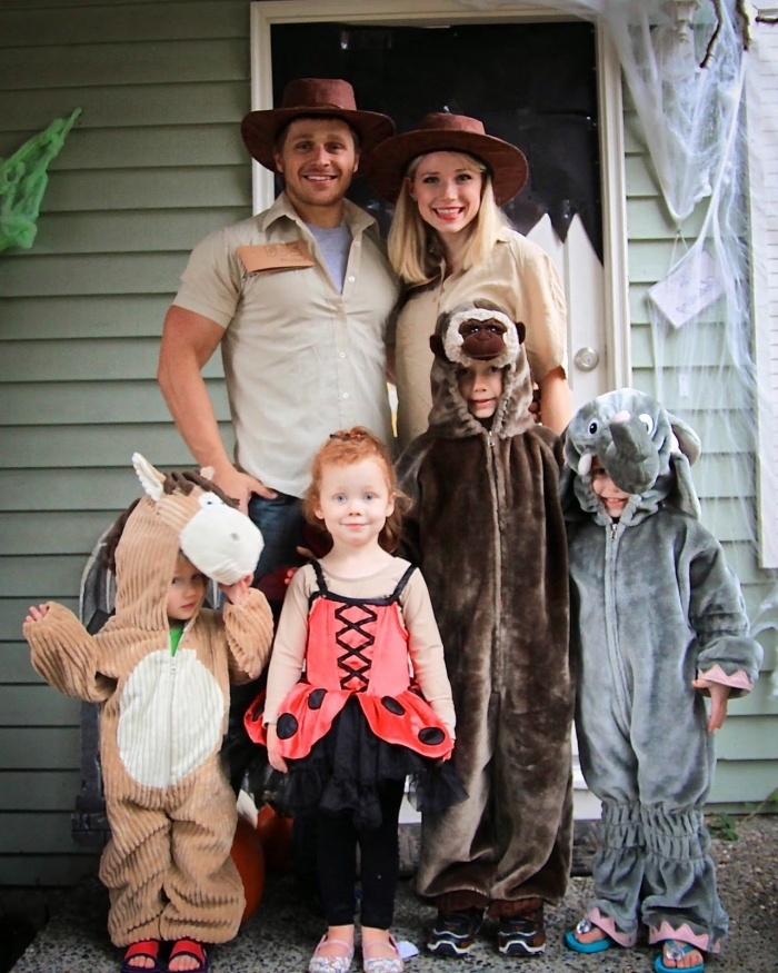 halloween kostüme für kinder und eltern, zoo, tiere, brauner pferd, elefant