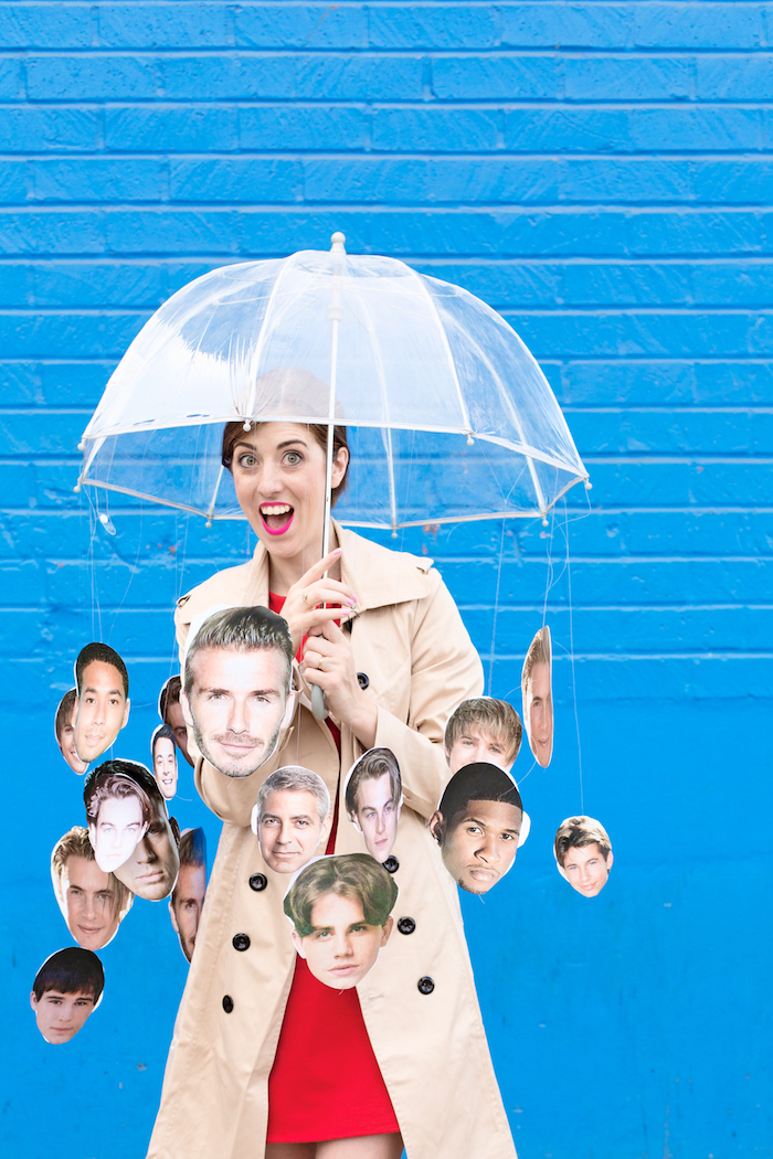 Halloween Kostüm Raining Men, Bilder von populären Männern mit Faden am Regenschirm befesigen