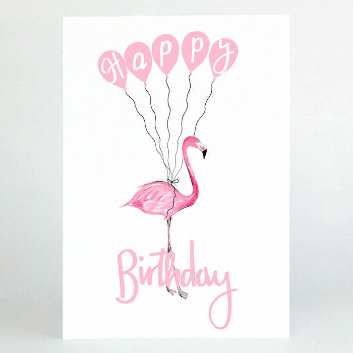 kleine grußkarte mit flamingo