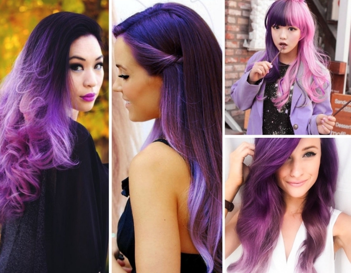 pinke haare, blaue haare und haarfarbe violett, die trends von heute sind bunt und ausgefallen