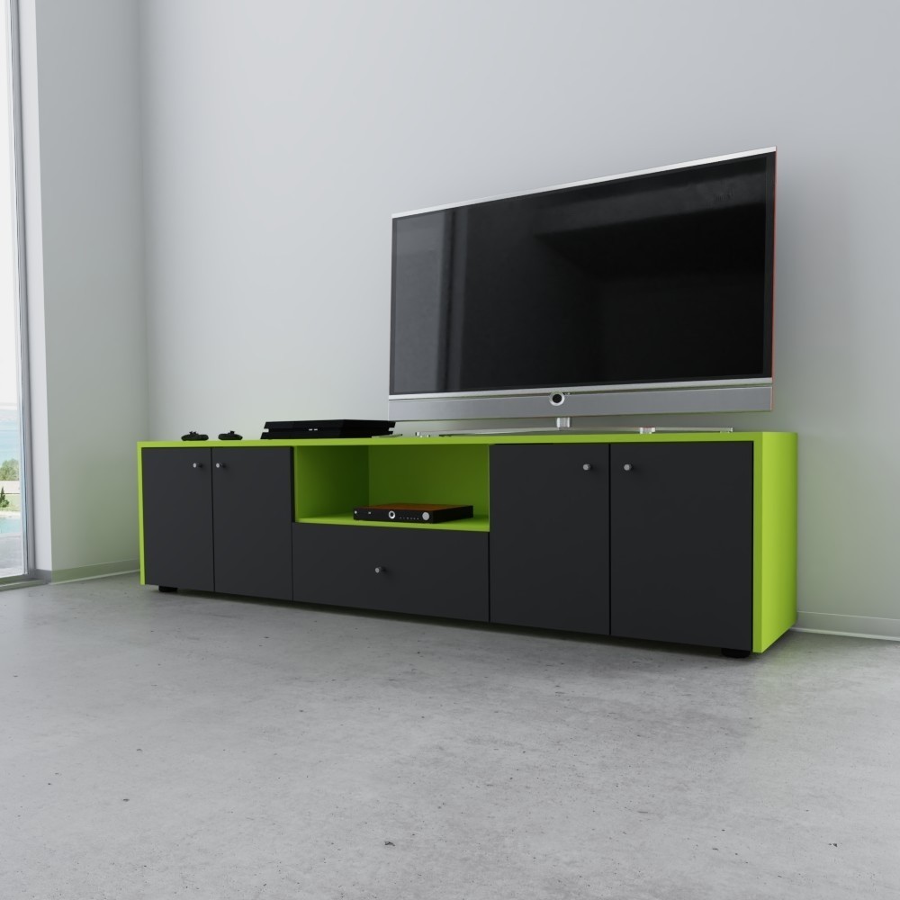 TV-Möbel, der Fernseher ist beiseite, grüne Möbel