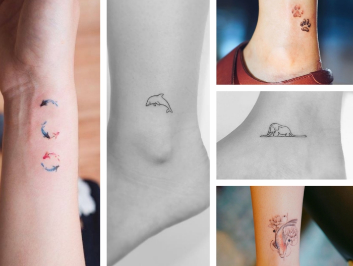 tattoo arm, tiere, tiervorlagen, bilder am arm shwarz weiße tattoos, bunte fische