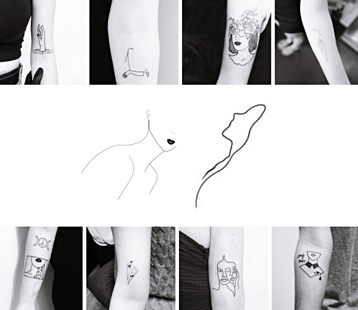 tattoo motive ideen bilder von frauen am arm tattoos, collage mit neun bildern