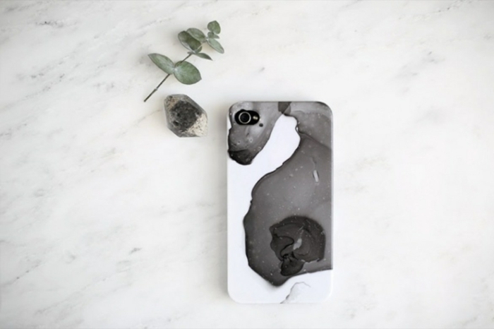 iphone 6s handyhülle marmor effekt in schwarz und weiß mit Nagellack, stein und pflanze, marmor Hintergrund